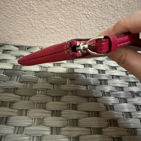 Coach Red Pebbled Leather Wristlet Zip Pouch Wallet - Picture 7 of 16